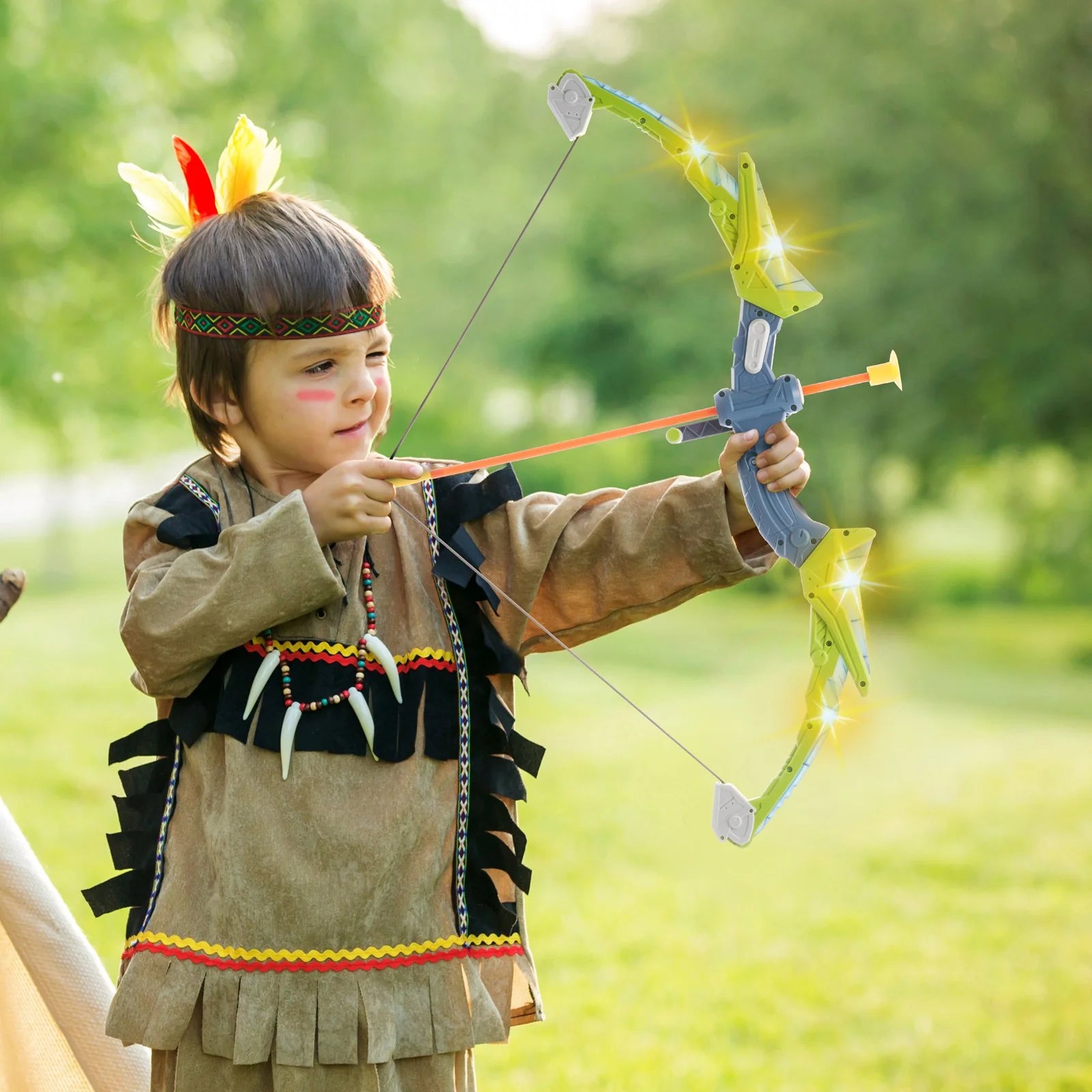 VEVOR Bow and Arrow Set for Kids, 2 Pack LED Light up Archery Set with 20 Suction Cup Arrows, Standing Target, 2 Quivers, 2 Guns, 20 Soft Bullets, 3 Target Cans, Outdoor Toy for Boy & Girl 6+ Year Old