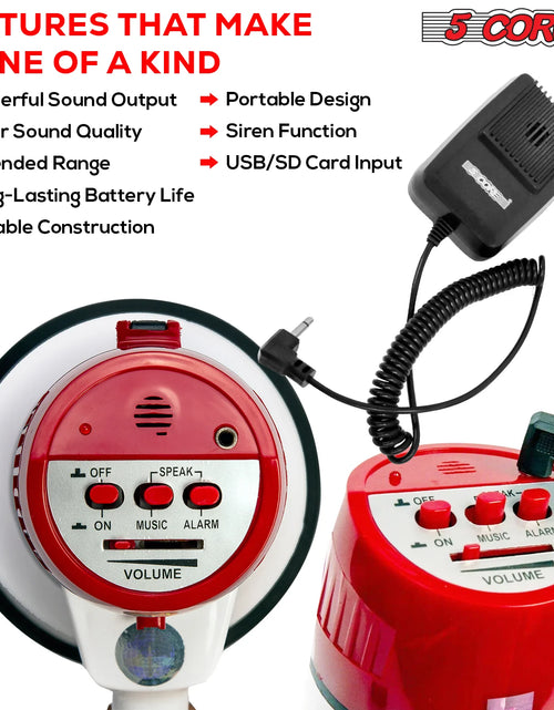 Load image into Gallery viewer, 5Core Megaphone Bullhorn Speaker 40W Bull Horn Rechargeable Cheer Megafono 1000 Yards

