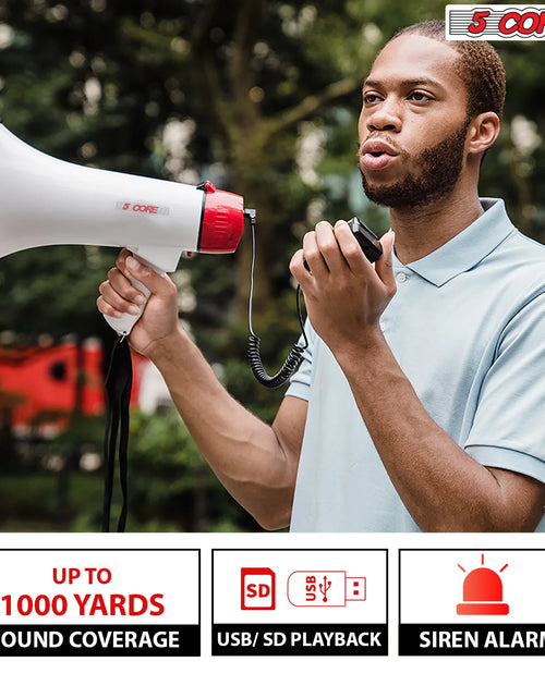 Load image into Gallery viewer, 5Core Megaphone Bullhorn Speaker 40W Bull Horn Rechargeable Cheer Megafono 1000 Yards
