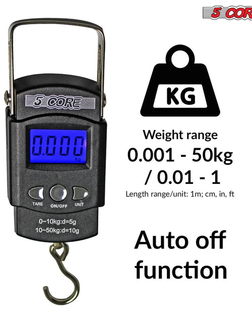 Load image into Gallery viewer, 5Core Digital Fishing Scale 110Lb/50Kg Hanging Luggage Weighing Scales W Measuring Tape
