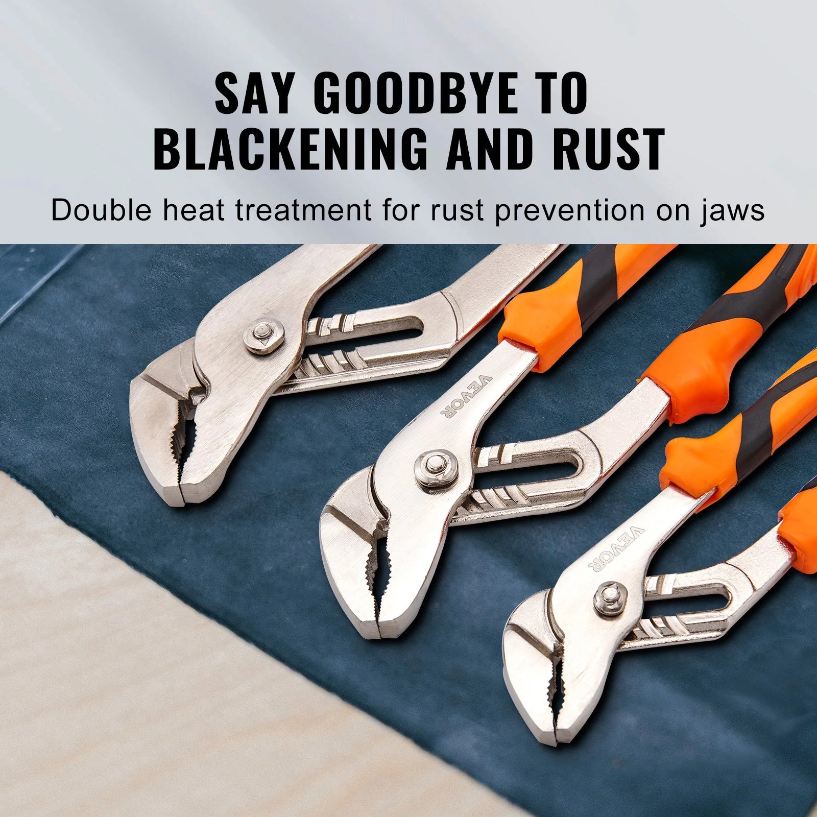VEVOR 3-Piece Groove Joint Pliers Set, 12/10/8 Inch, Heat-Treated High Carbon Steel Water Pump Pliers, Button Quick Adjustable Pliers for Home Repair, Gripping, Nuts, Bolts, Pipes, Fittings
