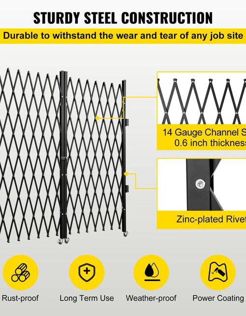 Load image into Gallery viewer, VEVOR Double Folding Security Gate, 7.1&#39; H X 12.5&#39; W Folding Door Gate, Steel Accordion Security Gate, Flexible Expanding Security Gate, 360¡Ã Rolling Barricade Gate, Scissor Gate or Door with Keys
