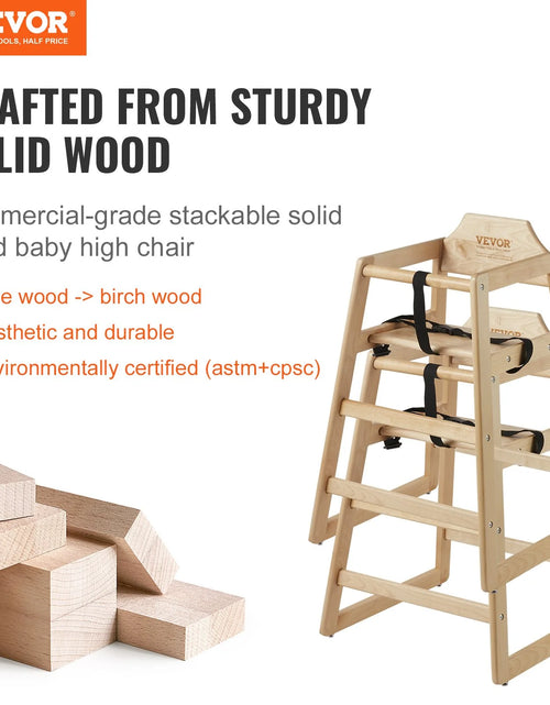 Load image into Gallery viewer, VEVOR Wooden High Chair for Babies &amp; Toddlers, Double Solid Wood Feeding Chair, Eat &amp; Grow Portable High Chair, Easy to Clean Baby Booster Seat, Compact Toddler Chair, Natural
