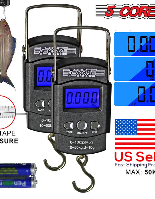 Load image into Gallery viewer, 5Core Digital Fishing Scale 110Lb/50Kg Hanging Luggage Weighing Scales W Measuring Tape
