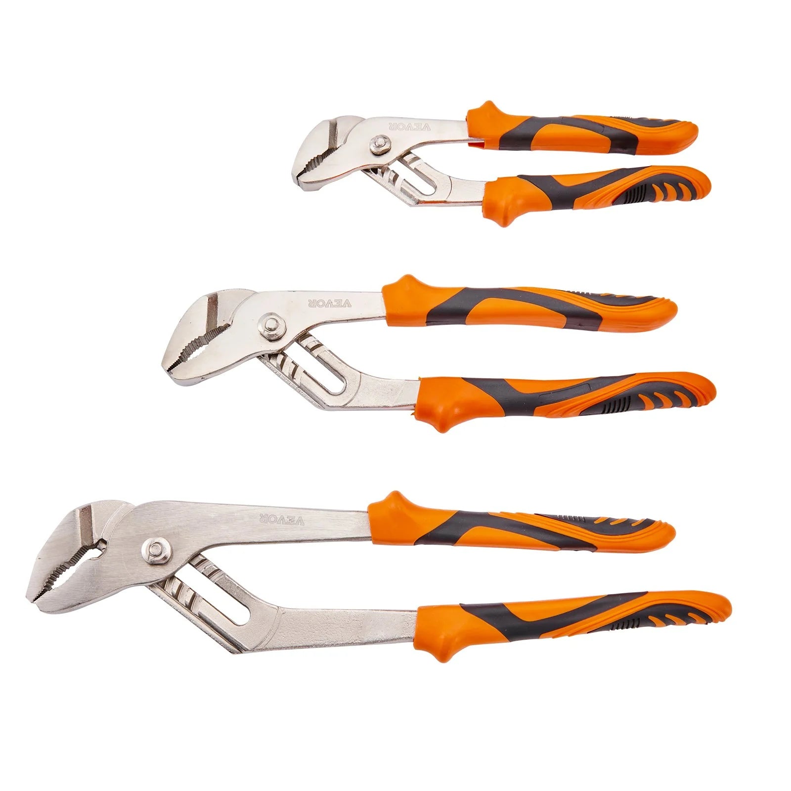 VEVOR 3-Piece Groove Joint Pliers Set, 12/10/8 Inch, Heat-Treated High Carbon Steel Water Pump Pliers, Button Quick Adjustable Pliers for Home Repair, Gripping, Nuts, Bolts, Pipes, Fittings