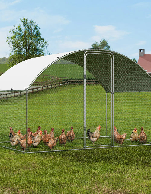 Load image into Gallery viewer, VEVOR Chicken Coop, 9.8X6.5X6.5Ft Walk-In Large Metal Chicken Run for Yard with Waterproof Cover, Doom Roof Hen House with Security Lock for Outdoor and Backyard, Farm, Duck Rabbit Cage Poultry Pen
