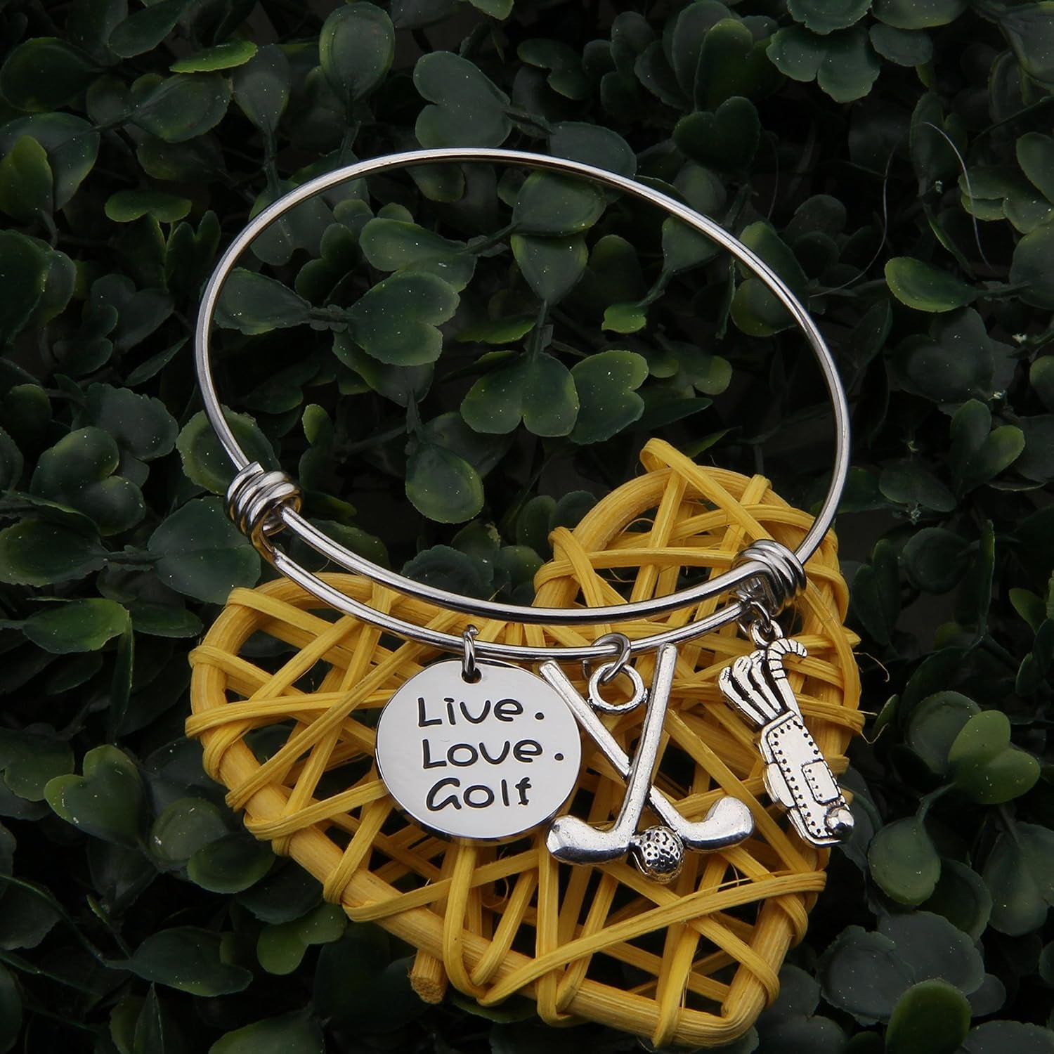 Golf Bracelet Live Love Golf Expandable Charm Bracelet Golf Jewelry Gift for Golf Lover/Golf Club/Golf Team