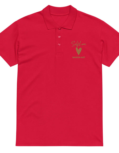 Load image into Gallery viewer, Self Love Premium Pique Polo Shirt with Old Gold Embroidery
