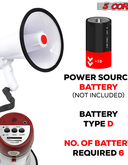 Load image into Gallery viewer, 5Core Megaphone Bullhorn Speaker 40W Bull Horn Rechargeable Cheer Megafono 1000 Yards
