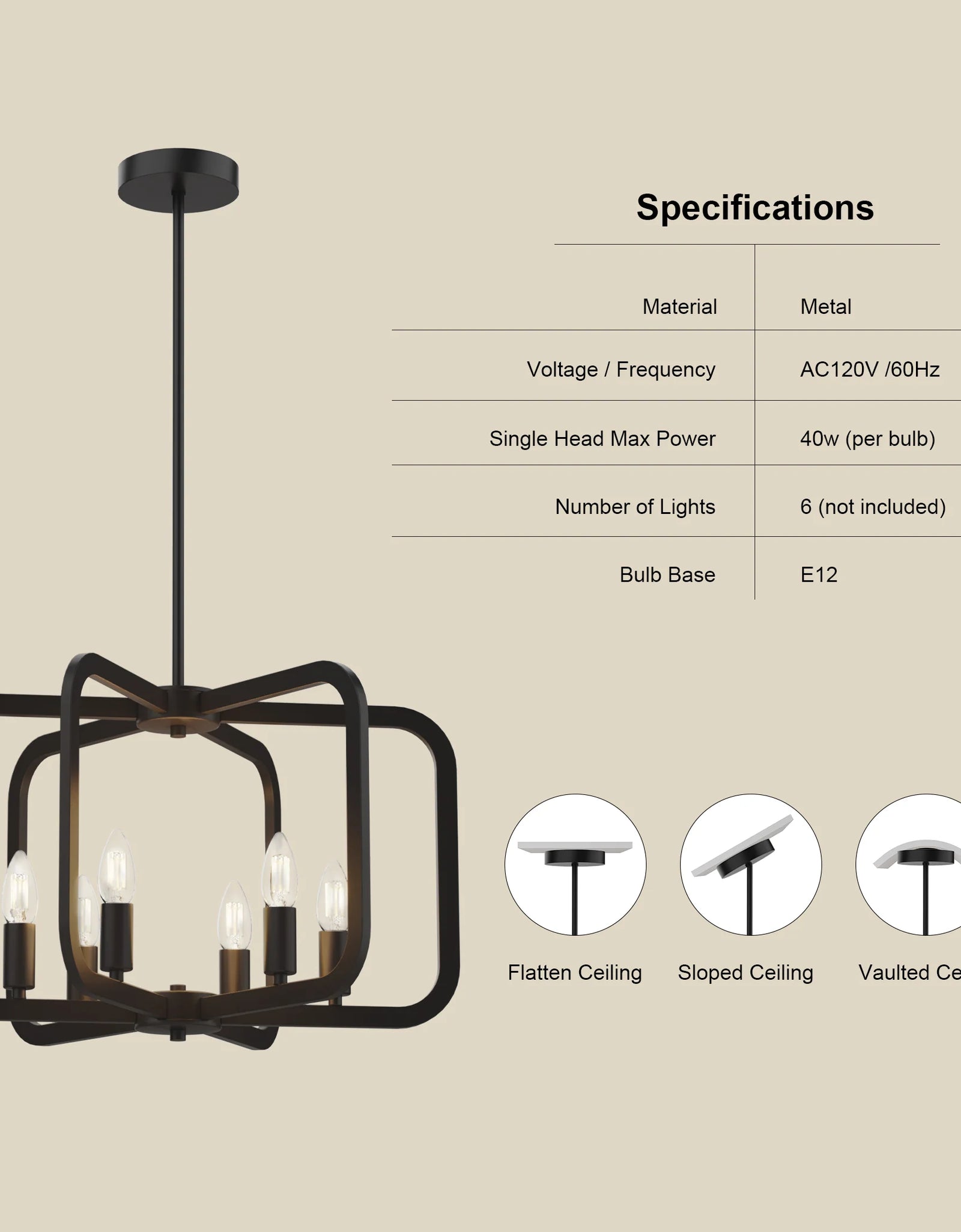 Electronic Candle Chandelier Light Fixture