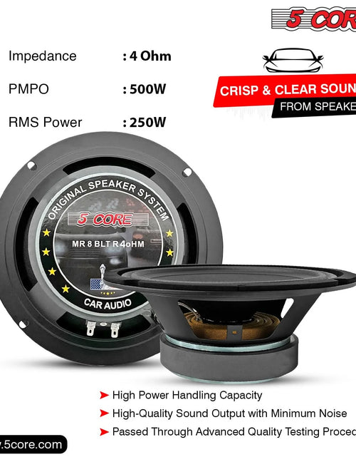 Load image into Gallery viewer, 5Core 8 Inch Midrange Door Speaker 500W PMPO Subwoofer W Aluminum Bullet 4Ω Sub Woofer

