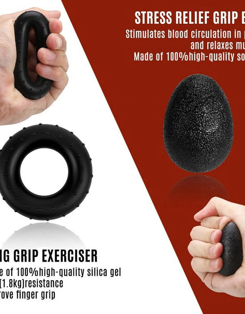 Load image into Gallery viewer, 6 Pack Grip Strength Trainer Kit with Counter, Adjustable Resistance 10 to 132Lbs Hand Gripper, Hand Extension Exerciser and Forearm Workout Ring for Muscle Building and Injury Recover(Black)

