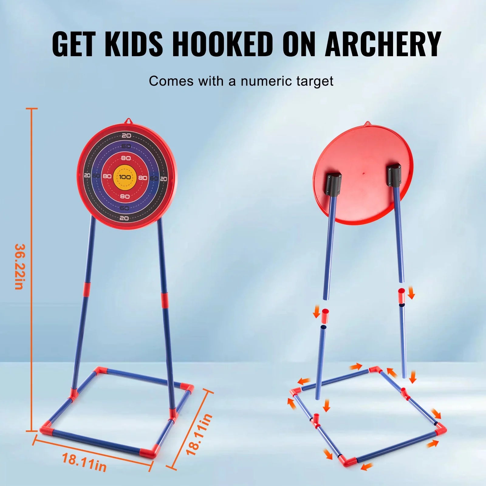 VEVOR Bow and Arrow Set for Kids, 2 Pack LED Light up Archery Set with 20 Suction Cup Arrows, Standing Target, 2 Quivers, 2 Guns, 20 Soft Bullets, 3 Target Cans, Outdoor Toy for Boy & Girl 6+ Year Old