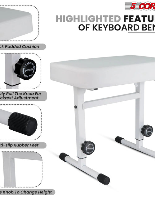 Load image into Gallery viewer, 5CORE Keyboard Bench Piano Stool Thick Padded Seat Height Adjustable Keyboard Chair
