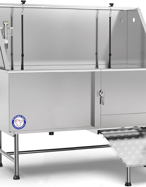 Load image into Gallery viewer, 62&quot; Stainless Steel Pet Dog Bath Tub with Faucet (Right Door/Left Drain), 62 X 27 X 58
