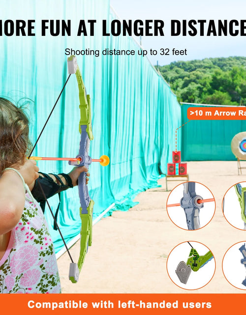 Load image into Gallery viewer, VEVOR Bow and Arrow Set for Kids, 2 Pack LED Light up Archery Set with 20 Suction Cup Arrows, Standing Target, 2 Quivers, 3 Target Cans, Outdoor Toy Birthday Gift for Boys &amp; Girls 6 7 8 9 10+ Year Old
