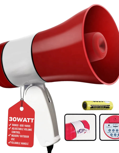 Load image into Gallery viewer, 5 Core Megaphone Bullhorn Speaker 30W Bull Horn Rechargeable Cheer Megafono 800 Yards

