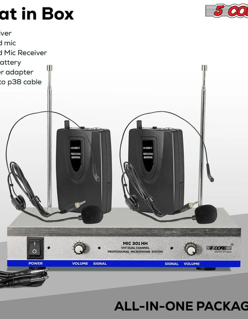 Load image into Gallery viewer, 5Core Wireless Microphones W 2 Headset Portable Mini Microfono Inalambricos + Receiver 165Ft Range

