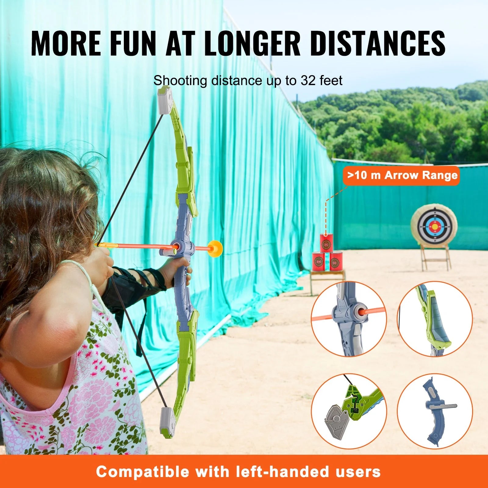 VEVOR Bow and Arrow Set for Kids, 2 Pack LED Light up Archery Set with 20 Suction Cup Arrows, Standing Target, 2 Quivers, 2 Guns, 20 Soft Bullets, 3 Target Cans, Outdoor Toy for Boy & Girl 6+ Year Old