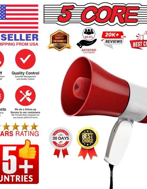 Load image into Gallery viewer, 5 Core Megaphone Bullhorn Speaker 30W Bull Horn Rechargeable Cheer Megafono 800 Yards
