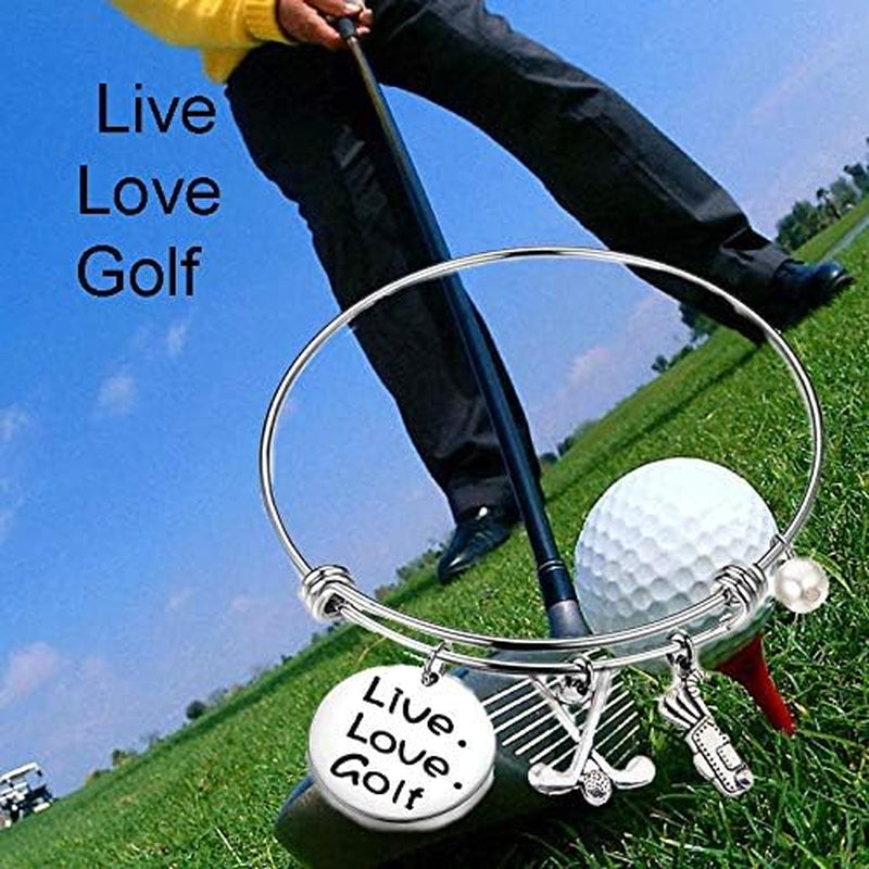 Golf Bracelet Live Love Golf Expandable Charm Bracelet Golf Jewelry Gift for Golf Lover/Golf Club/Golf Team