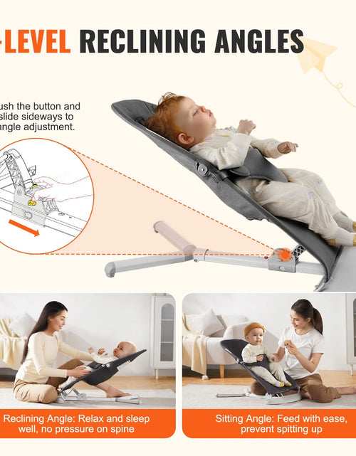 Load image into Gallery viewer, VEVOR Baby Bouncer Folding Bouncer Seat Chair for Babies with 2 Reclining Angles
