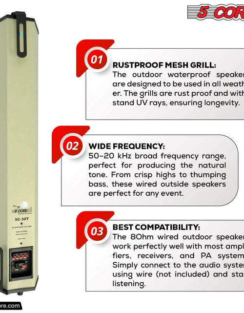 Load image into Gallery viewer, 5Core Outdoor Speakers Stereo in Wall 300W Peak Passive Home Audio System
