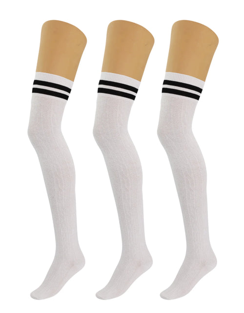 Load image into Gallery viewer, 3 Pairs Over-The-Knee Thigh-High Socks for Women – Warm Boot Stockings, Soft &amp; Stretchy Knit, US Size 5-10
