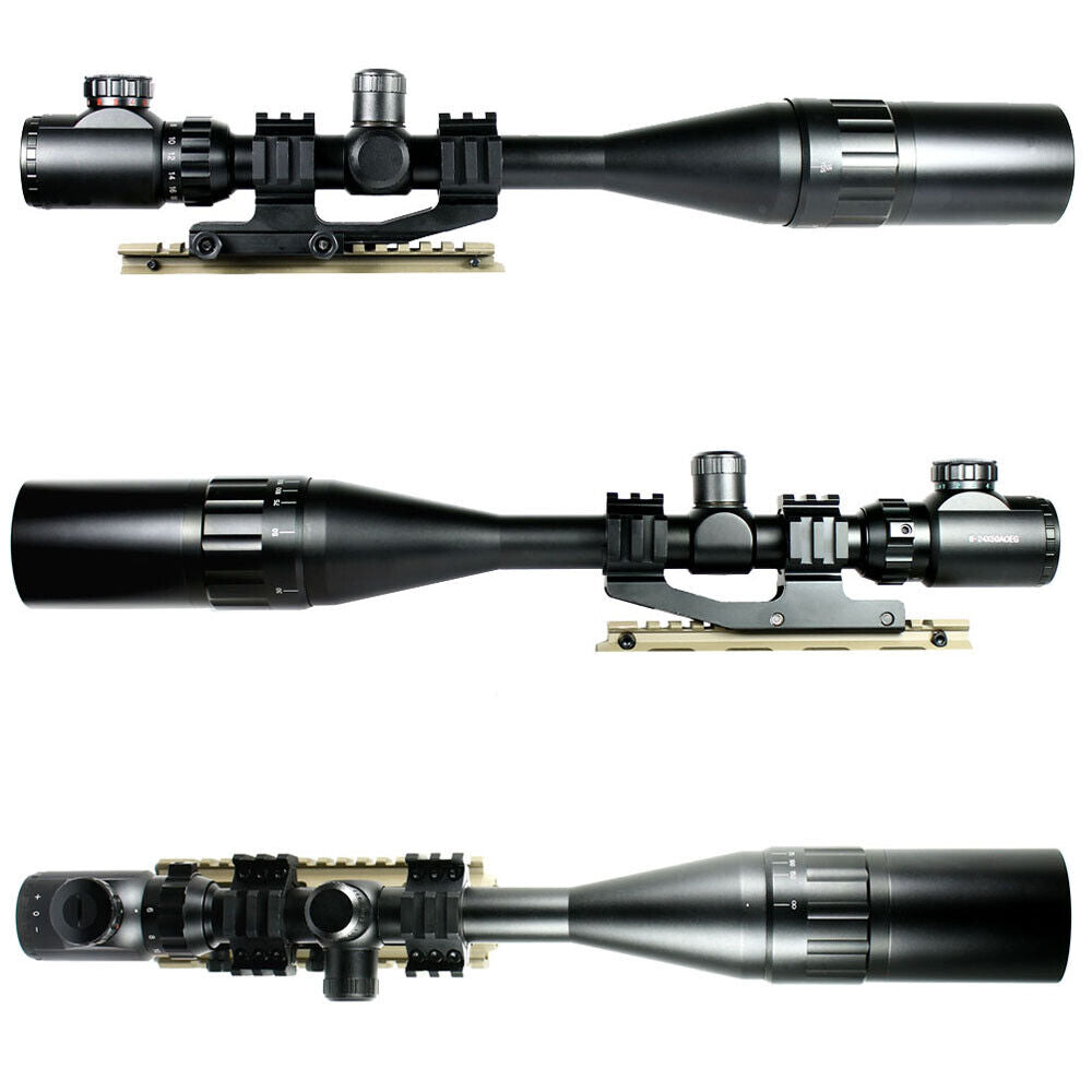 6-24X50 Hunting Rifle Scope Red Green Dual Illuminated with PEPR Mount Sunshade