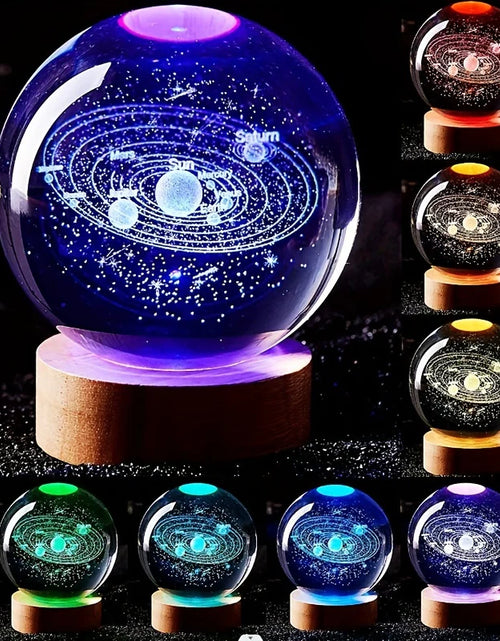 Load image into Gallery viewer, 3D Solar System Nightlight, Crystal Glass Ball Light Holiday Gifts
