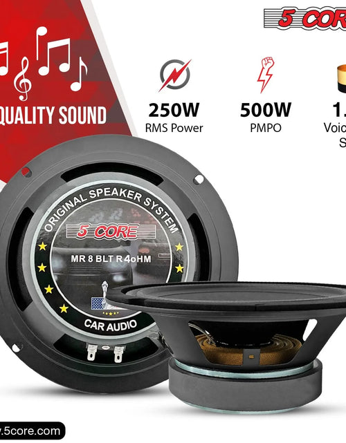 Load image into Gallery viewer, 5Core 8 Inch Midrange Door Speaker 500W PMPO Subwoofer W Aluminum Bullet 4Ω Sub Woofer
