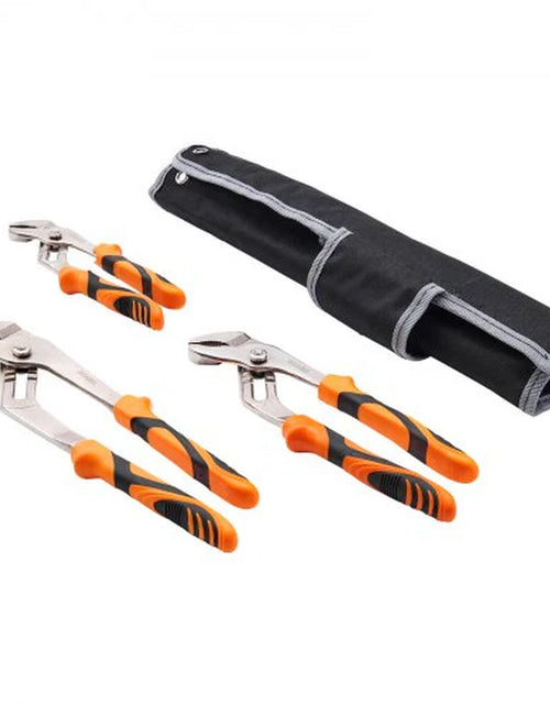 Load image into Gallery viewer, VEVOR 3-Piece Groove Joint Pliers Set, 12/10/8 Inch, Heat-Treated High Carbon Steel Water Pump Pliers, Button Quick Adjustable Pliers for Home Repair, Gripping, Nuts, Bolts, Pipes, Fittings
