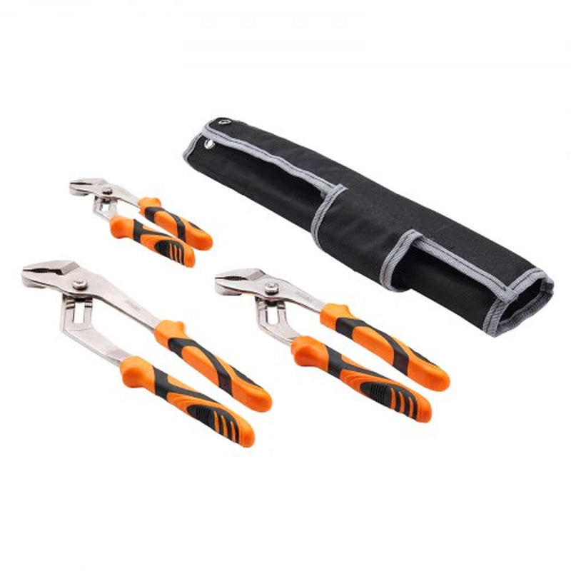 VEVOR 3-Piece Groove Joint Pliers Set, 12/10/8 Inch, Heat-Treated High Carbon Steel Water Pump Pliers, Button Quick Adjustable Pliers for Home Repair, Gripping, Nuts, Bolts, Pipes, Fittings