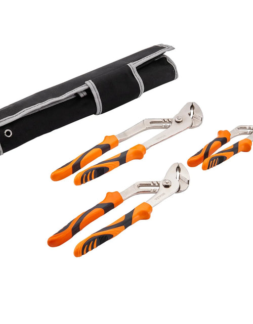 Load image into Gallery viewer, VEVOR 3-Piece Groove Joint Pliers Set, 12/10/8 Inch, Heat-Treated High Carbon Steel Water Pump Pliers, Button Quick Adjustable Pliers for Home Repair, Gripping, Nuts, Bolts, Pipes, Fittings
