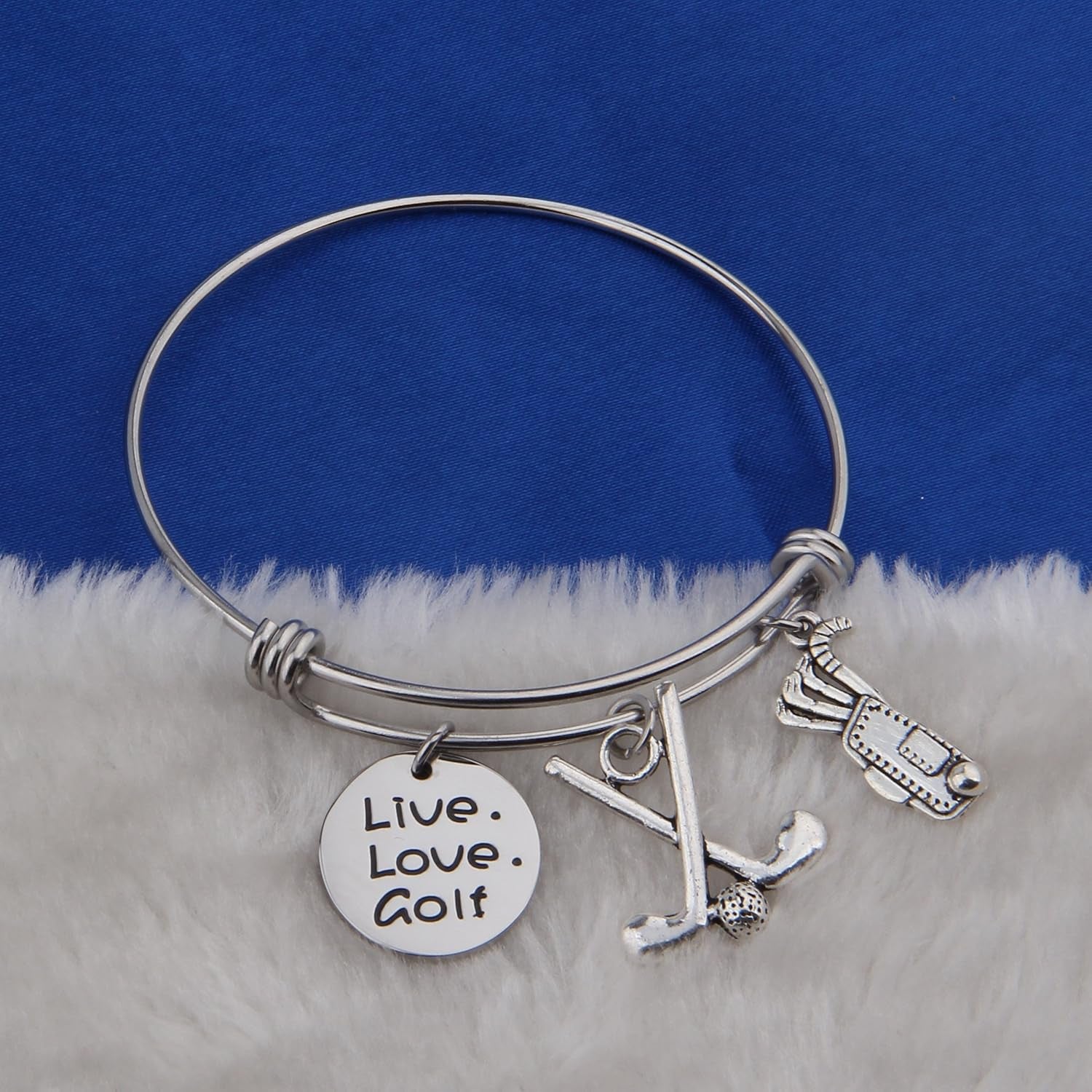 Golf Bracelet Live Love Golf Expandable Charm Bracelet Golf Jewelry Gift for Golf Lover/Golf Club/Golf Team