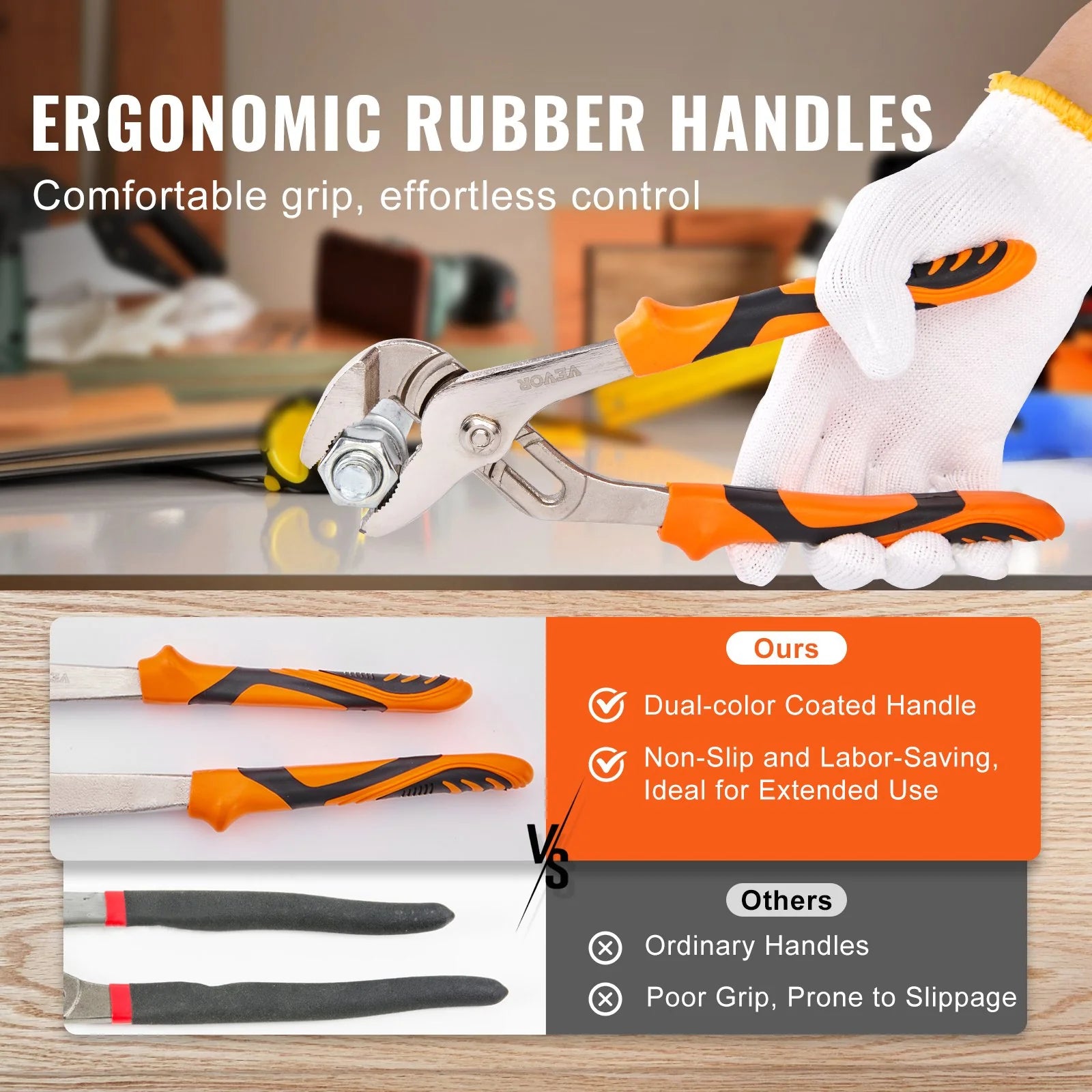 VEVOR 3-Piece Groove Joint Pliers Set, 12/10/8 Inch, Heat-Treated High Carbon Steel Water Pump Pliers, Button Quick Adjustable Pliers for Home Repair, Gripping, Nuts, Bolts, Pipes, Fittings