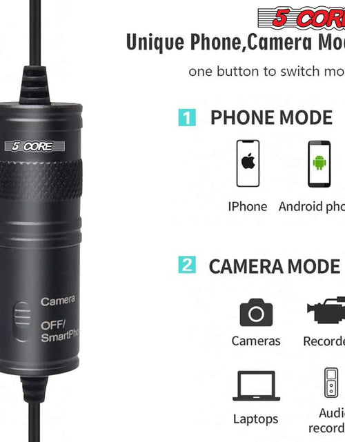 Load image into Gallery viewer, 5Core Lavalier Microphone Clip on Professional Grade 3.5Mm Lapel Mic Omnidirectional Lav Mic
