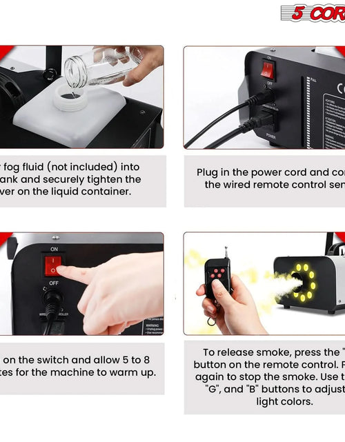 Load image into Gallery viewer, 5 Core Fog Machine Indoor Outdoor 1500W 6000CFM Fogger Smoke Machine W LED 2.5 L Tank Remote
