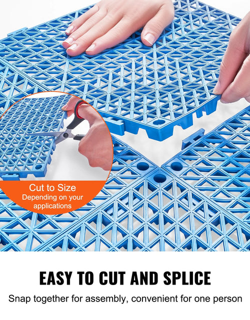 Load image into Gallery viewer, VEVOR Interlocking Tile 50PCS Blue, Drainage Tiles 12 X 12 Splicing, Soft PVC Interlocking Drainage Floor Tiles, Non-Slip Drainage Holes for Restroom, Bathroom, Kitchen, Pool, Wet Areas
