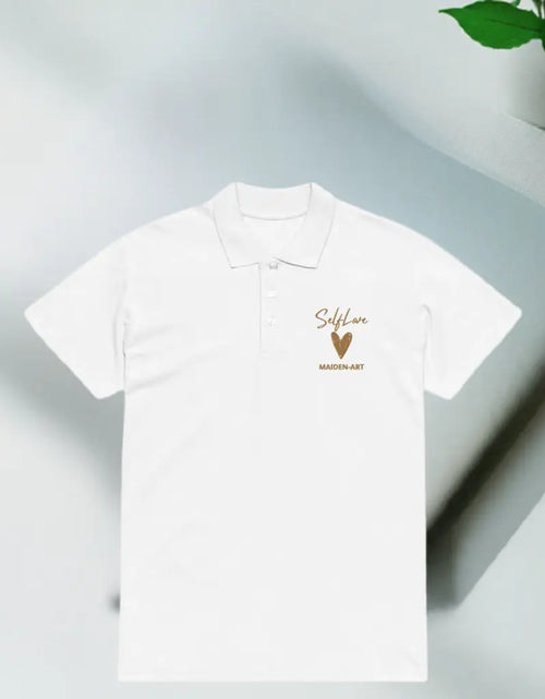 Load image into Gallery viewer, Self Love Premium Pique Polo Shirt with Old Gold Embroidery
