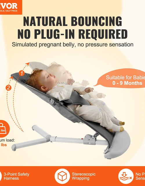Load image into Gallery viewer, VEVOR Baby Bouncer Folding Bouncer Seat Chair for Babies with 2 Reclining Angles
