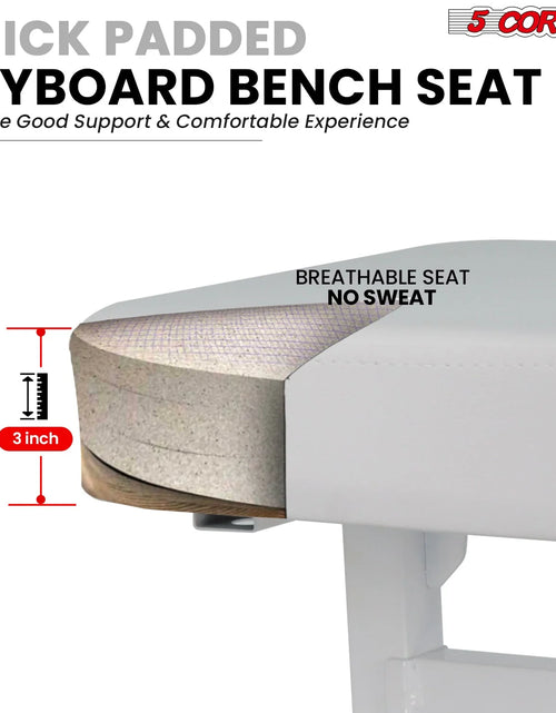 Load image into Gallery viewer, 5CORE Keyboard Bench Piano Stool Thick Padded Seat Height Adjustable Keyboard Chair
