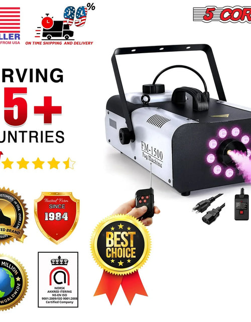 Load image into Gallery viewer, 5 Core Fog Machine Indoor Outdoor 1500W 6000CFM Fogger Smoke Machine W LED 2.5 L Tank Remote
