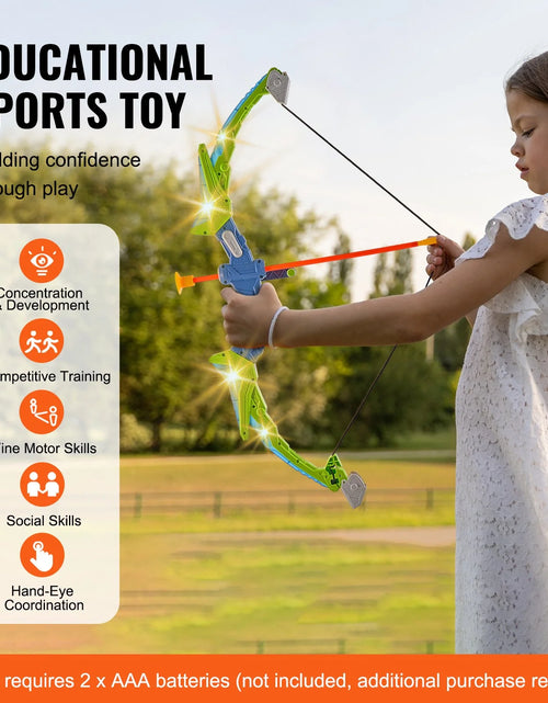 Load image into Gallery viewer, VEVOR Bow and Arrow Set for Kids, 2 Pack LED Light up Archery Set with 20 Suction Cup Arrows, Standing Target, 2 Quivers, 3 Target Cans, Outdoor Toy Birthday Gift for Boys &amp; Girls 6 7 8 9 10+ Year Old
