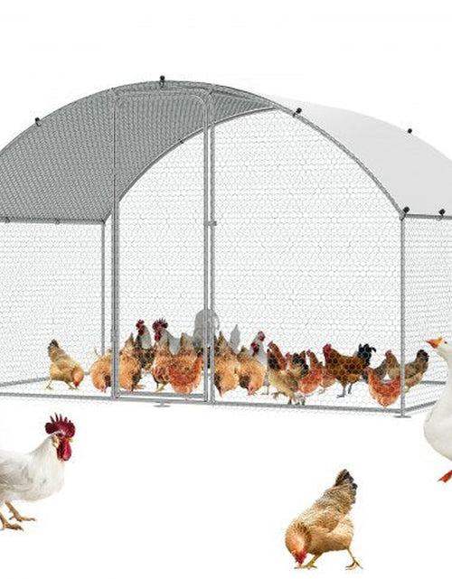 Load image into Gallery viewer, VEVOR Chicken Coop, 9.8X6.5X6.5Ft Walk-In Large Metal Chicken Run for Yard with Waterproof Cover, Doom Roof Hen House with Security Lock for Outdoor and Backyard, Farm, Duck Rabbit Cage Poultry Pen
