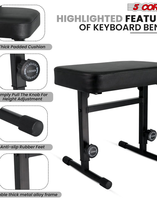 Load image into Gallery viewer, 5CORE Keyboard Bench Piano Stool Thick Padded Seat Height Adjustable Keyboard Chair
