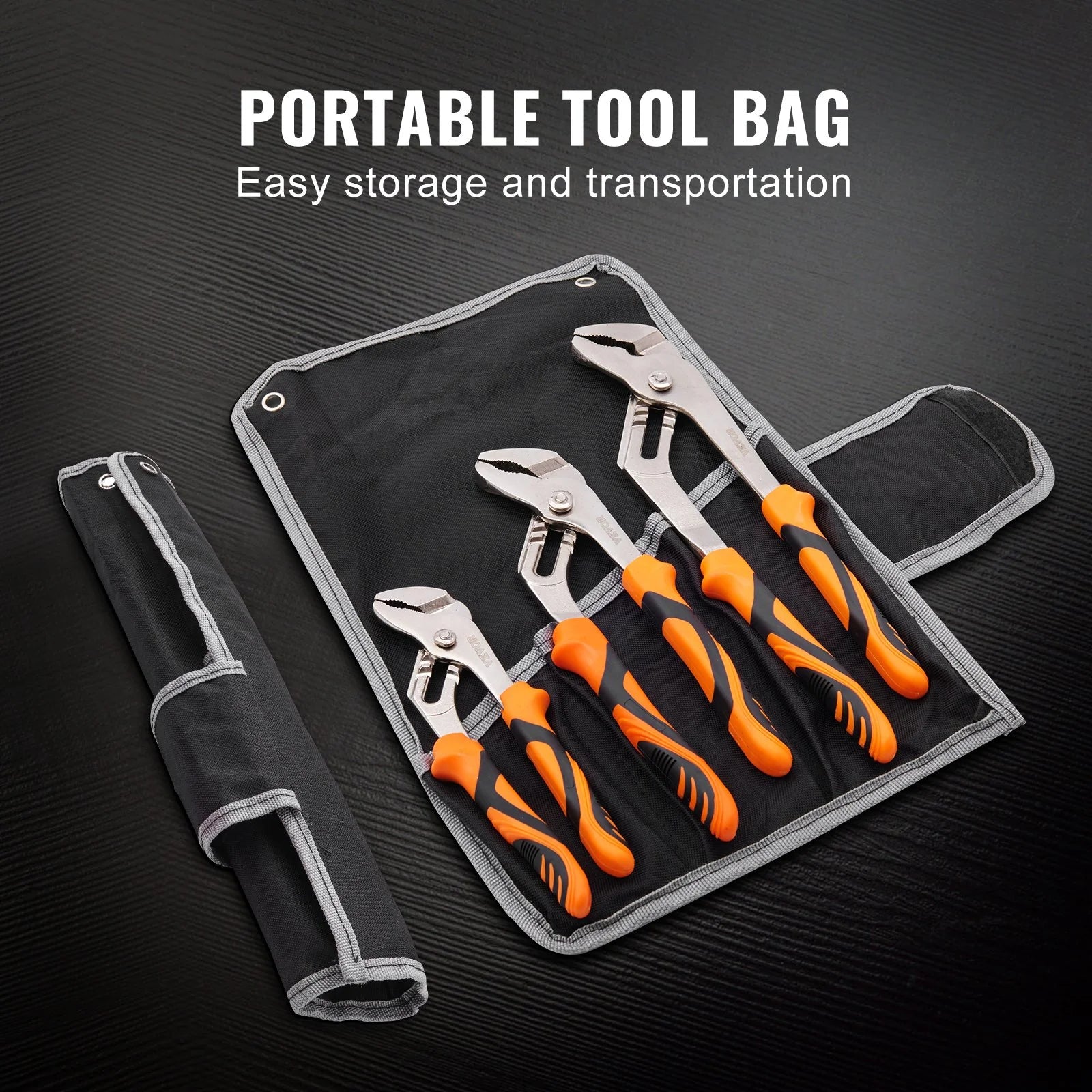 VEVOR 3-Piece Groove Joint Pliers Set, 12/10/8 Inch, Heat-Treated High Carbon Steel Water Pump Pliers, Button Quick Adjustable Pliers for Home Repair, Gripping, Nuts, Bolts, Pipes, Fittings