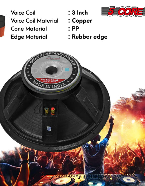 Load image into Gallery viewer, 5Core 15 Inch Subwoofer Speaker 3500W Peak 8Ohm Aluminum PA Replacement DJ Sub Woofer
