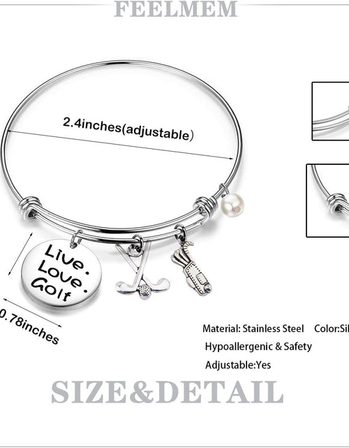 Load image into Gallery viewer, Golf Bracelet Live Love Golf Expandable Charm Bracelet Golf Jewelry Gift for Golf Lover/Golf Club/Golf Team
