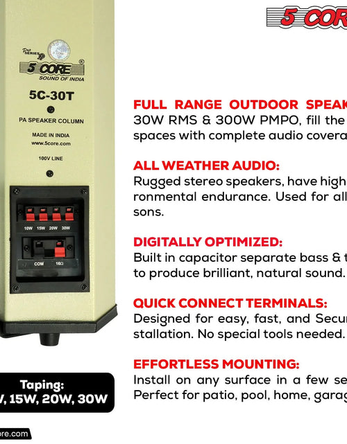 Load image into Gallery viewer, 5Core Outdoor Speakers Stereo in Wall 300W Peak Passive Home Audio System

